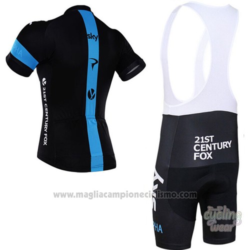 2016 Abbigliamento Ciclismo Sky Nero Manica Corta e Salopette
